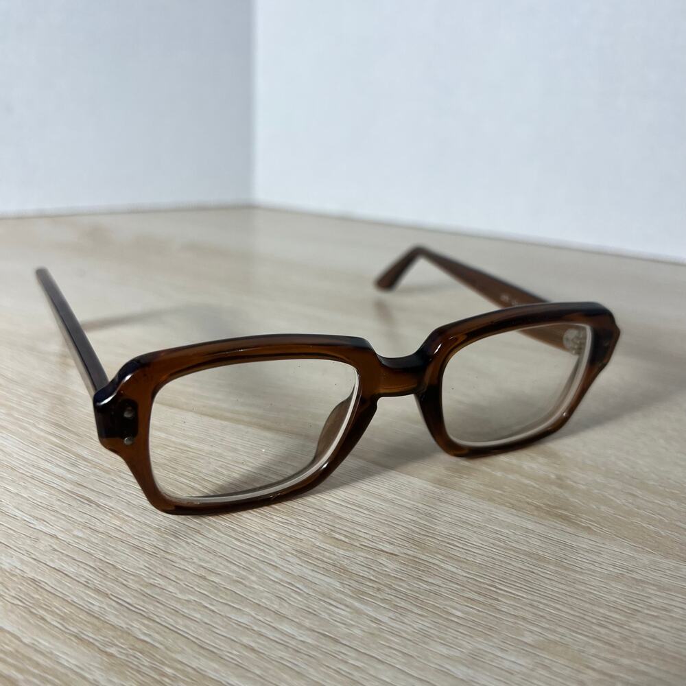 Vintage USS 4 1/2-5 3/4 Eyeglasses Sunglasses Brown Unisex Frame Military 46-20